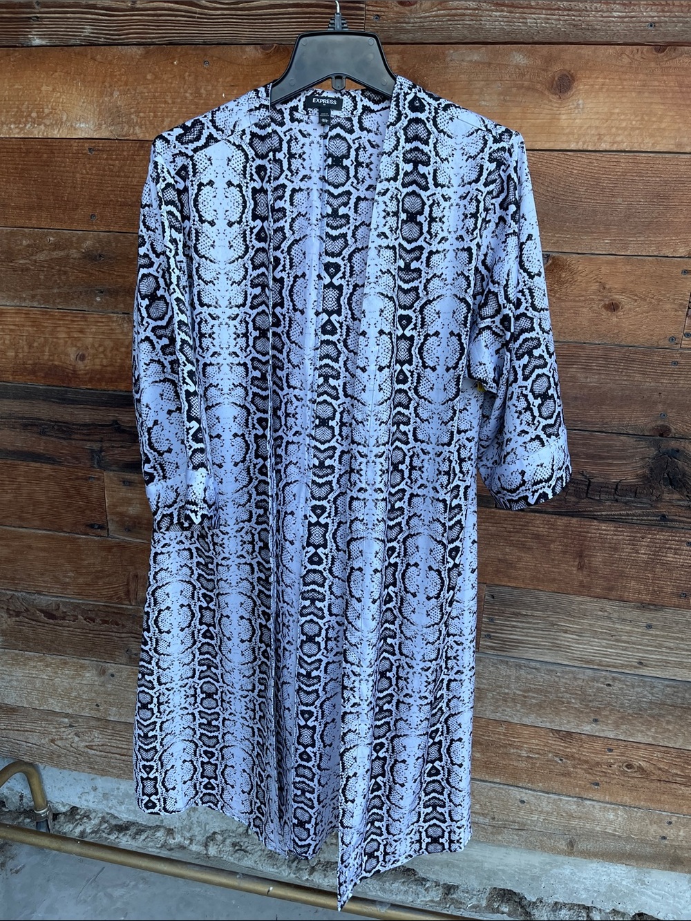 Express Black & White Snake Print Duster